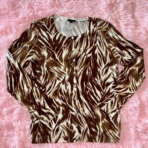 ✨OFFERS WELCOME✨ TALBOTS Brown and Cream Women's Cardigan - Medium